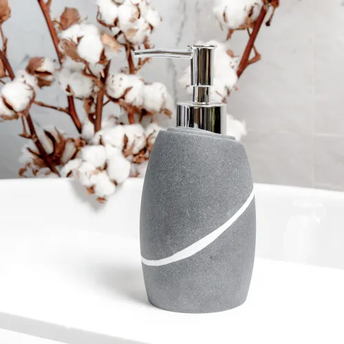 Диспенсер для жидкого мыла МВМ MY HOME CRIMEA 280 мл серый из песчаной смолы