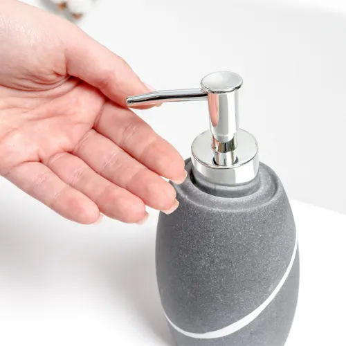 Диспенсер для жидкого мыла МВМ MY HOME CRIMEA 280 мл серый из песчаной смолы