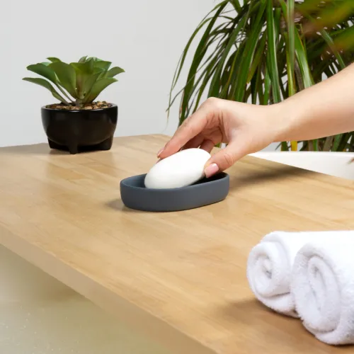 Мыльница MY HOME Milan 125x85x20 мм серый из керамики