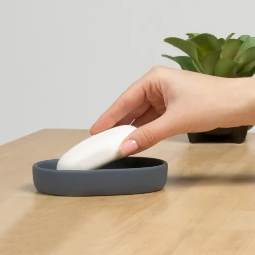 Мыльница MY HOME Milan 125x85x20 мм серый из керамики