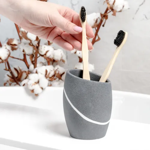 Органайзер для зубных щеток и пасты МВМ MY HOME CRIMEA 275 мл серый из песчаной смолы