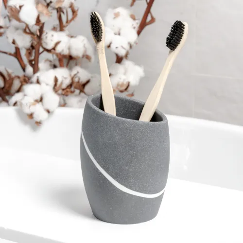 Органайзер для зубных щеток и пасты МВМ MY HOME CRIMEA 275 мл серый из песчаной смолы