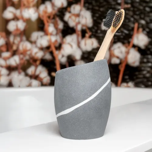 Органайзер для зубных щеток и пасты МВМ MY HOME CRIMEA 275 мл серый из песчаной смолы