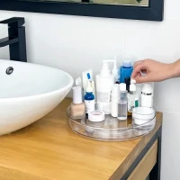 Поднос крутящийся на 360° KP-73 T, прозрачный, 270х270х50 мм, ПЭТ