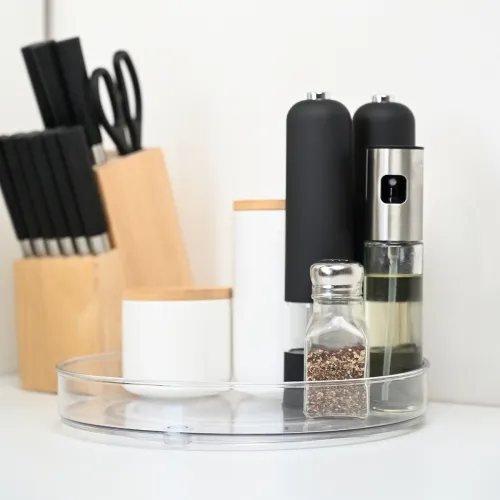 Піднос, що крутиться на 360° KP-73 T, прозорий, 270х270х50 мм, ПЕТ