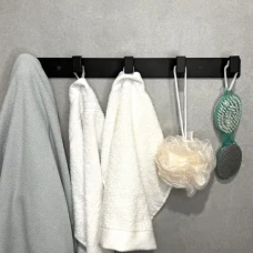 Вешалка на 5 крючков из алюминиевого сплава черного цвета, 382х40 мм
