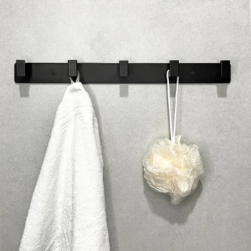 Вешалка на 5 крючков из алюминиевого сплава черного цвета, 382х40 мм