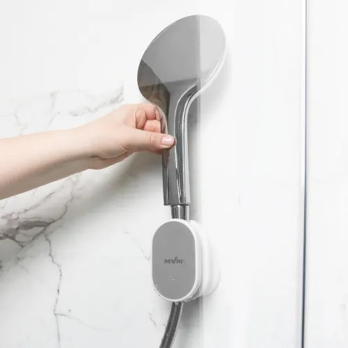 Тримач для душової лійки МВМ MY HOME BP-27 білий/сірий, що клеиться, 100х72 мм з ABS пластику