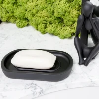 Мильниця MVM MY HOME Richmond чорна з непрозорої смоли з рельєфною поверхнею