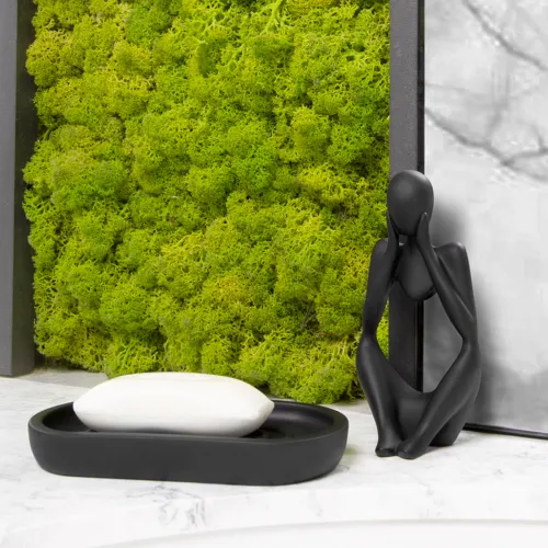 Мыльница MVM MY HOME Richmond черная из непрозрачной смолы с рельефной поверхностью