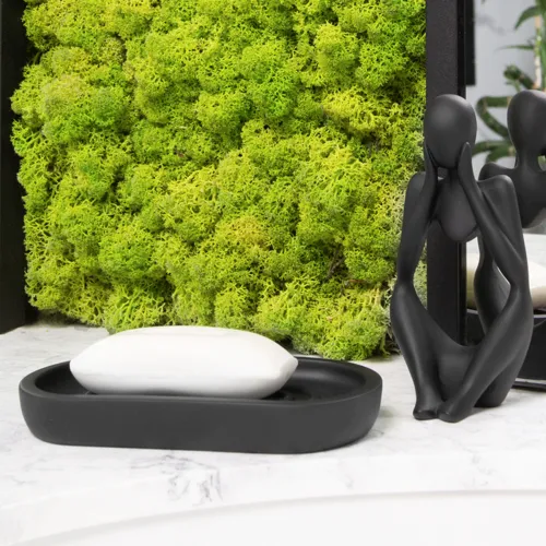 Мыльница MVM MY HOME Richmond черная из непрозрачной смолы с рельефной поверхностью