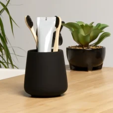 Підставка для зубних щіток та пасти МВМ MY HOME Jersey 400 мл, чорний, 75х125 мм, кераміка