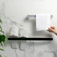 Універсальний тримач MVM 265 мм, що клеиться, білий/сірий для рушників та взуття.