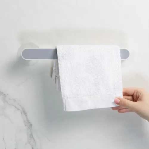 Універсальний тримач MVM 265 мм, що клеиться, білий/сірий для рушників та взуття.