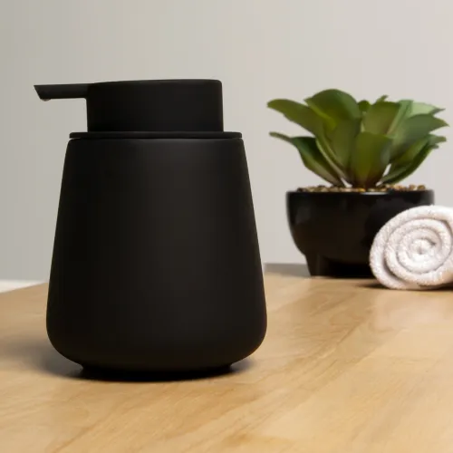 Диспенсер для жидкого мыла МВМ MY HOME Jersey 400 мл, черный, керамика, 75х180 мм