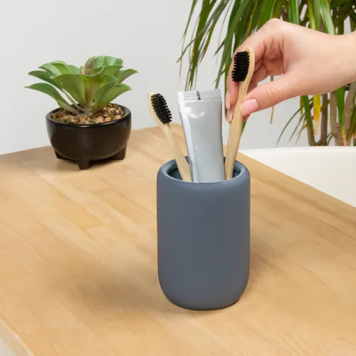 Підставка для зубних щіток та пасти Milan, 450 мл, кераміка, сірий колір