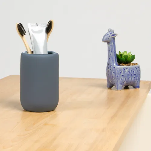 Підставка для зубних щіток та пасти Milan, 450 мл, кераміка, сірий колір