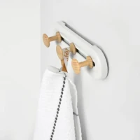 Вішалка на 3 гачки МВМ MY HOME, 50х180 мм, білий/дерево, ABS пластик