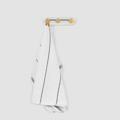 Вішалка на 3 гачки МВМ MY HOME, 50х180 мм, білий/дерево, ABS пластик