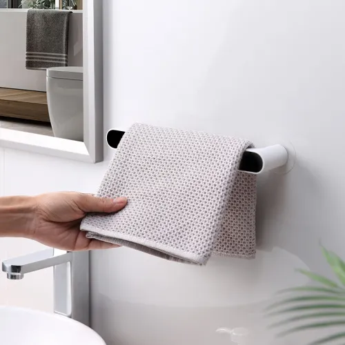 Універсальний тримач MVM 265 мм, що клеиться, білий/чорний для рушників та аксесуарів.