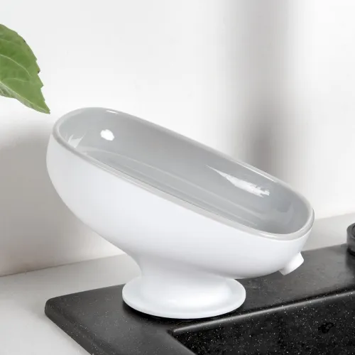 Мильниця на присосці МВМ MY HOME, 86х88х130 мм, білий/сірий, ABS пластик