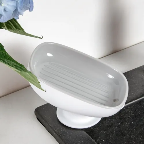 Мильниця на присосці МВМ MY HOME, 86х88х130 мм, білий/сірий, ABS пластик