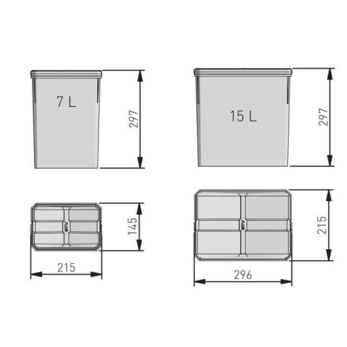 Контейнер для сміття AxiSpase РВ-AS-600-2X15L ящики 600мм, 2х15л - PB-AS-600-2X15L