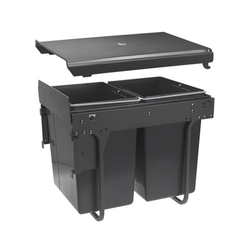 Сегрегатор GTV для кухонних шаф 400 мм 2х20л із кріпленням Графіт - PB-45-MF002X20-60A