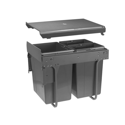 Сегрегатор GTV для кухонних шаф високий 450 мм 20 + 2х10 л з кріпленням Графіт - PB-45-450MF202X10-60A