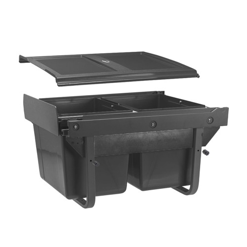 Сегрегатор GTV для кухонних шаф низький 450 мм 2х15л Графіт - PB-45-002X15-60A